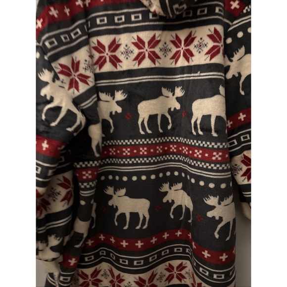 Lazy One Blanket Hoodie One Size Cabin Fair Isle Moose Print Unisex Fleece NWT - Picture 6 of 8
